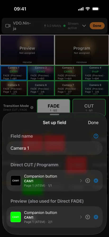 Set up field with CUT and preview button