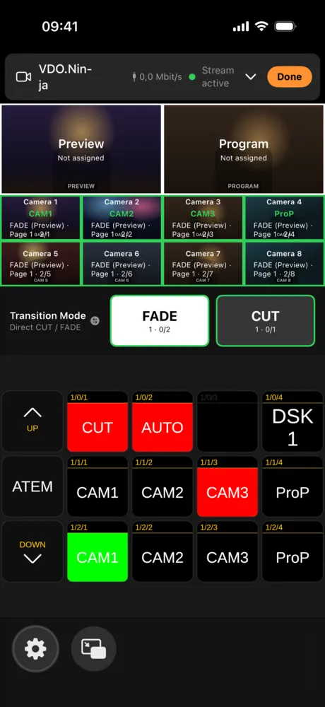 Setup mode with assigned buttons