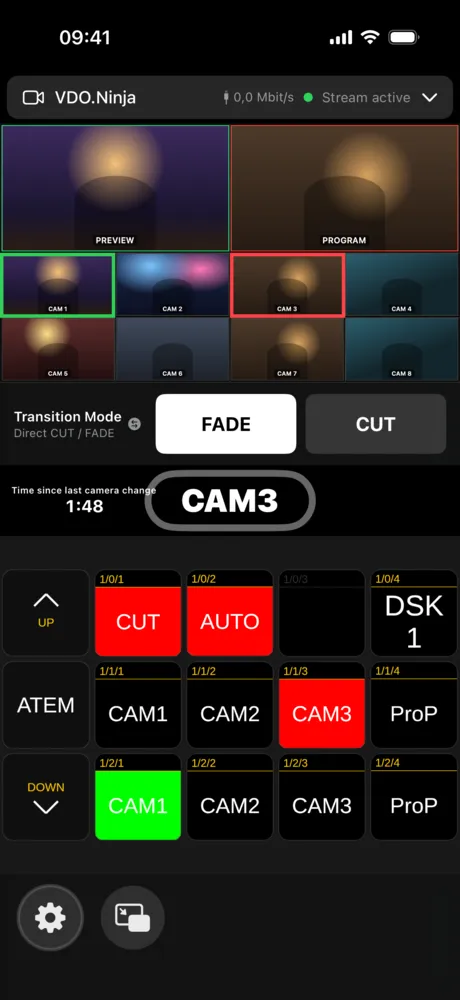 Time since last camera change next to the tally display